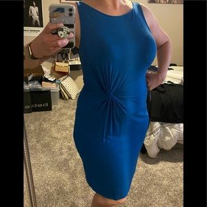Ann Taylor Bodycon side twist detail tank dress. Size 14. Beautiful sky blue.